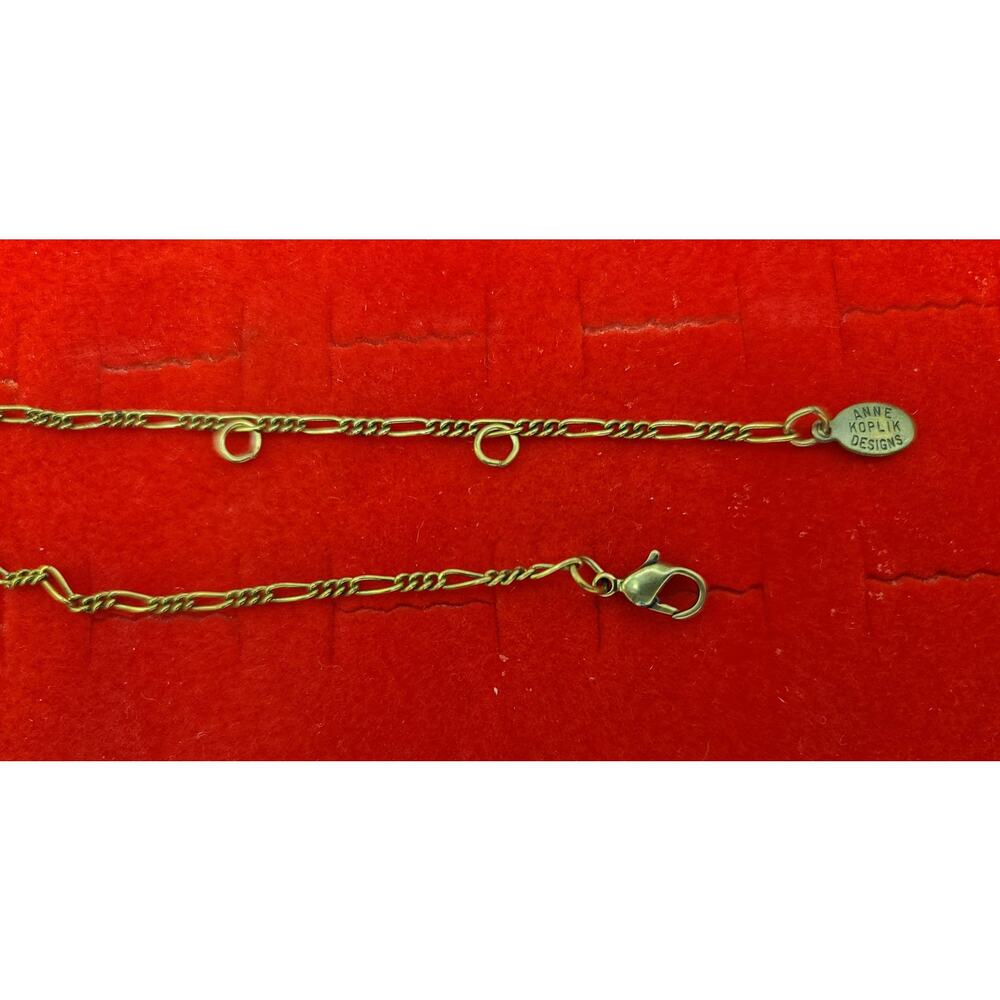 Vintage Anne Koplik Snowman & Snowflake Charm Necklace Antique Gold Tone Chain - Picture 6 of 6